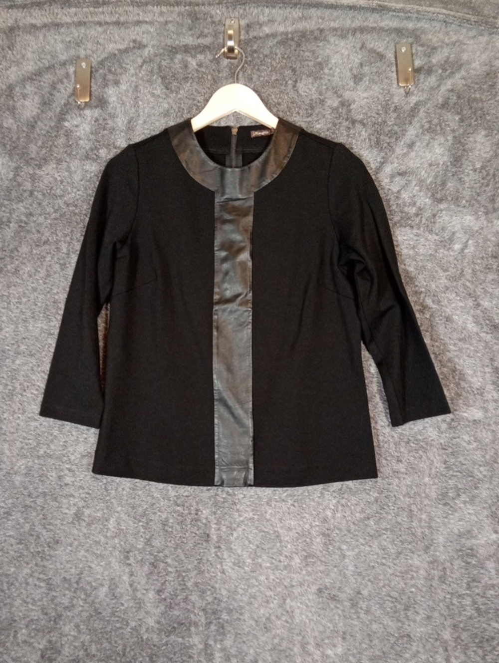 J.Mclaughlin Top Black Leather Trim 100% Lamb Napa Skin Professional Womens S - Picture 3 of 10
